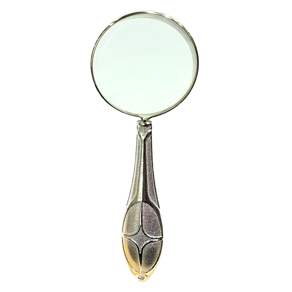 Vera Sanat 45 mm Gümüş Renkli İşlemeli Saplı El Büyüteci MG18155-7