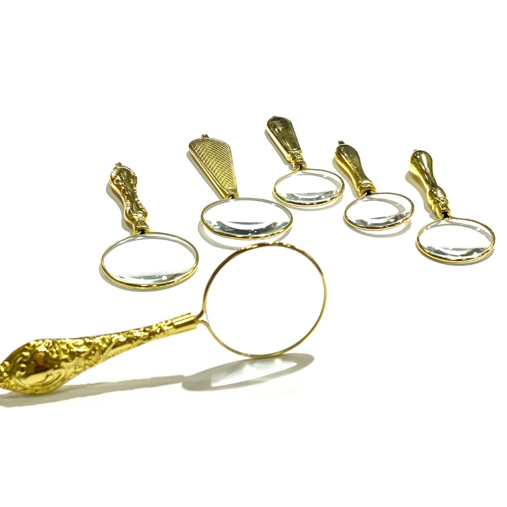 Vera Sanat Altın Renkli İşlemeli Saplı 6'Lı El Büyüteci Seti (32-40-45 mm)