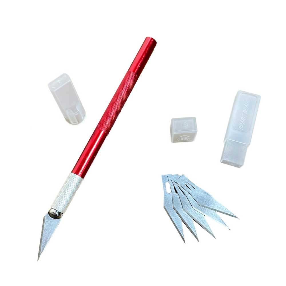 Vera Sanat Kretuar Bıçağı 5 Yedekli Kırmızı