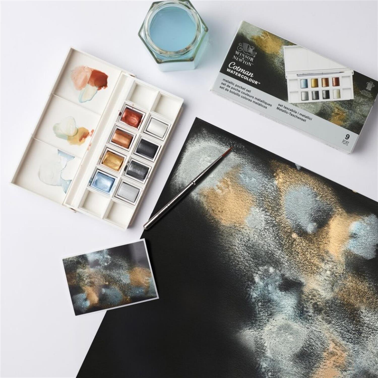 Winsor Newton Cotman Yaldız Sulu Boya Seti 8 x Yarım Tablet