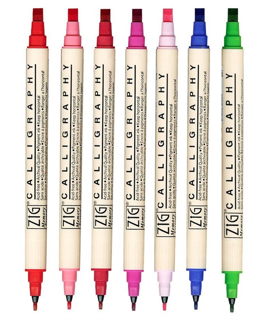 Zig Kaligrafi Kalemi MS 3400 Çift Uçlu 2 mm-5 mm 010 Pure Black