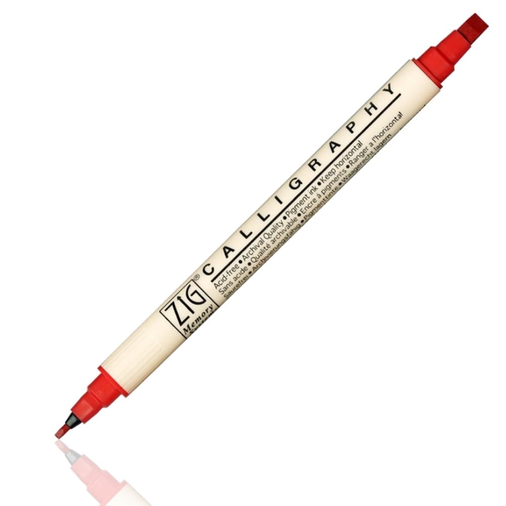 Zig Kaligrafi Kalemi MS 3400 Çift Uçlu 2 mm-5 mm 010 Pure Red