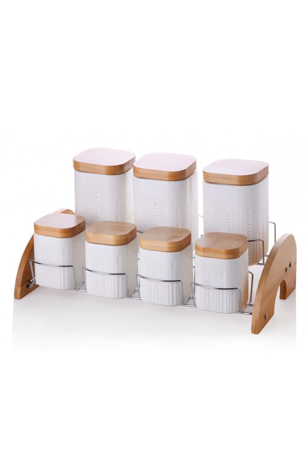 Çifçiler Buenos Porselen KB003 Bambu Kapaklı 7 li Baharat Seti B005