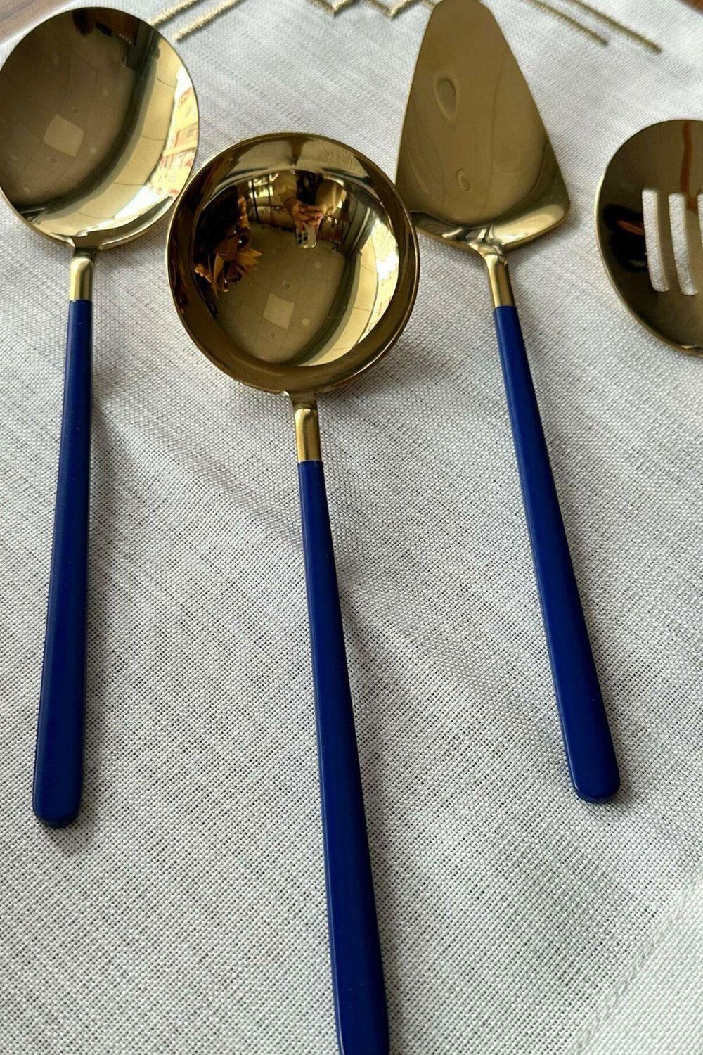 Dame Marie Gold-Blue 5 Parça Sos Kepçe Seti