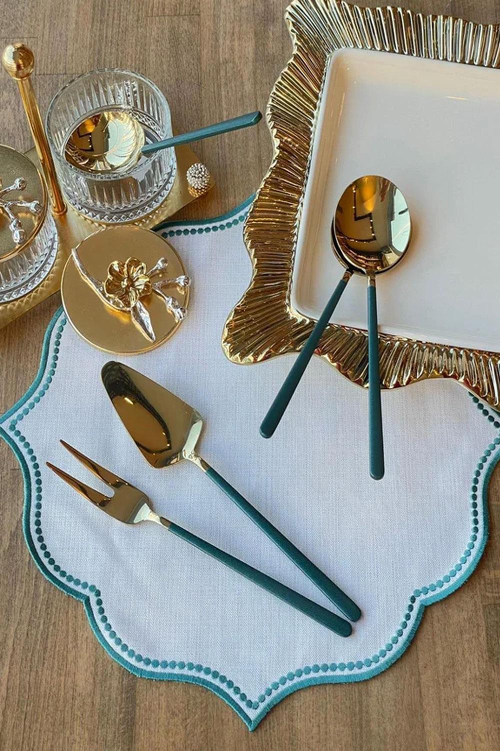 Dame Marie Gold-Green 5 Parça Sos Kepçe Seti