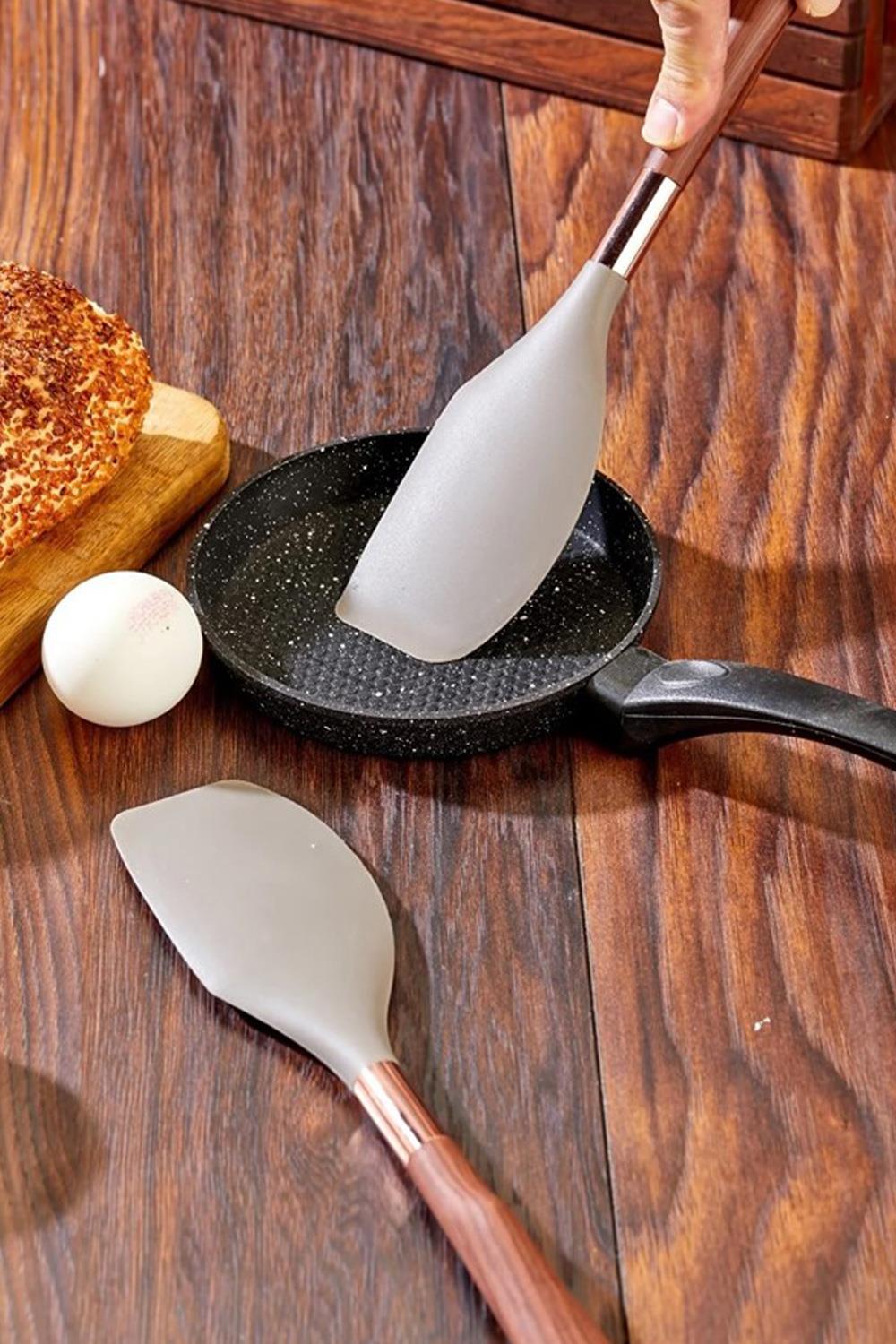 Kıtchen Tools Silikon Lüx Spatula Vizon Kahve Renk  YK1378