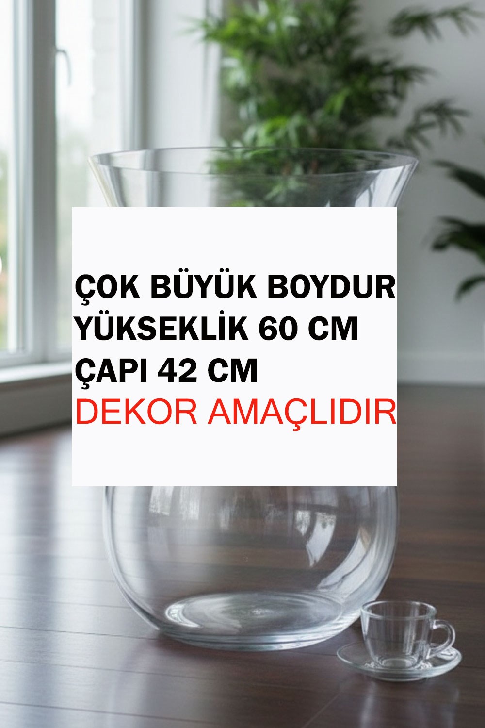 Paşabahçe El İmalatı Kristal Büyük Boy Çay Bardağı Dekorlu Vazo 38060