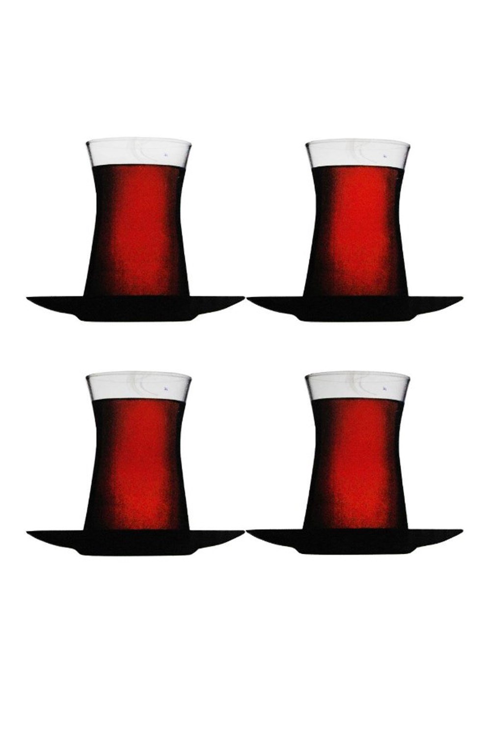 Paşabahçe Heybeli Siyah Tabaklı Çay Seti 4 Kişilik 95290 8 Parça