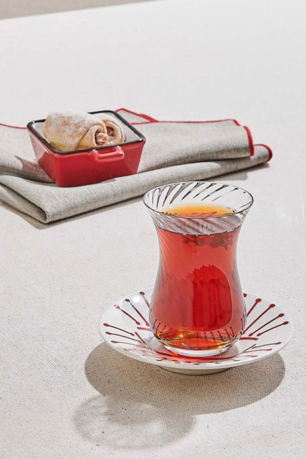 Paşabahçe İlizyon Denizli Cam El İmalatı Kristal Dekorlu 6 Lı Çay Bardağı 562503 145 cc