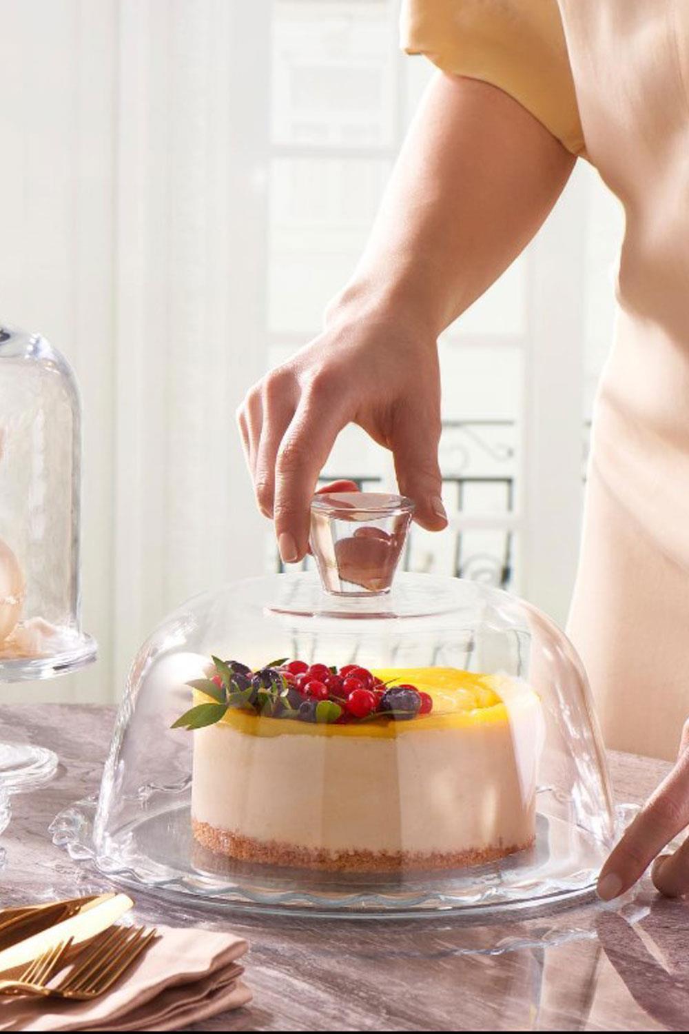 Paşabahçe Petıte Patısserıe Kek Tabağı,kapaklı Ayaksız Kek Fanusu 96874