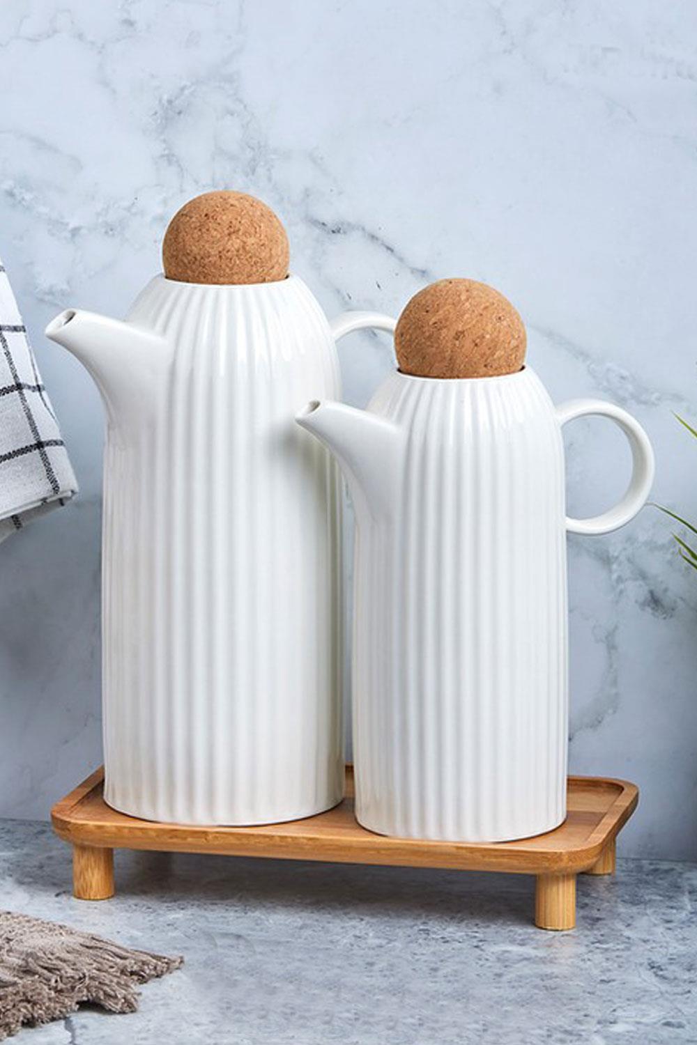 Perotti Porselen Cork Line 2 Li Yağlık Sirkelik Seti 600 ml ve 1000 ml