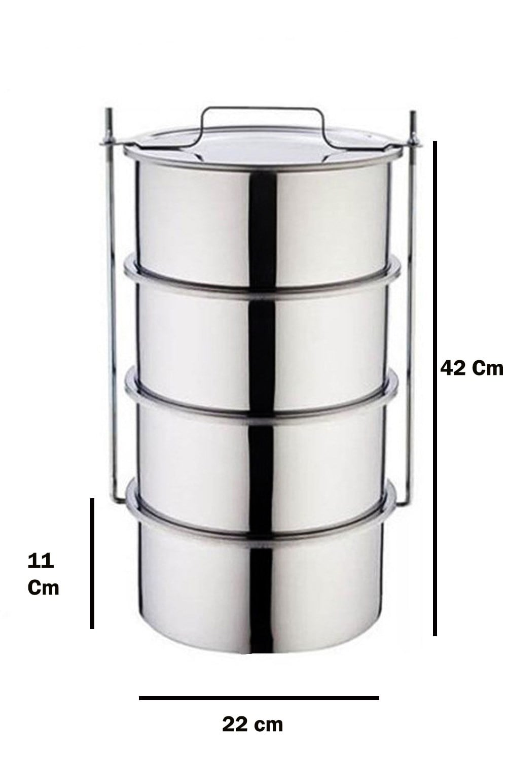 Ulutaş 22x11 Cm Paslanmaz Parlak Çelik Isıtılabilir 4lü Sefer Tası