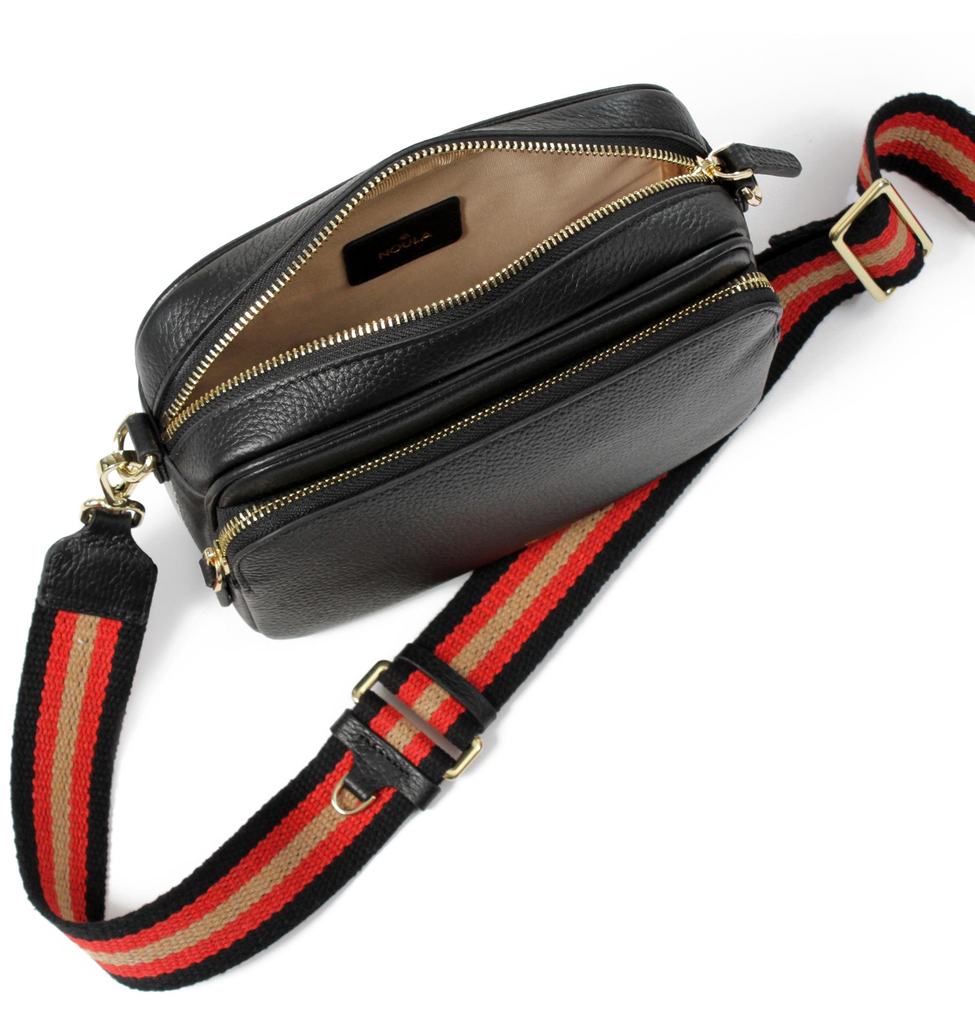 KANVAS ASKILI DERİ CROSSBODY ÇANTA SİYAH