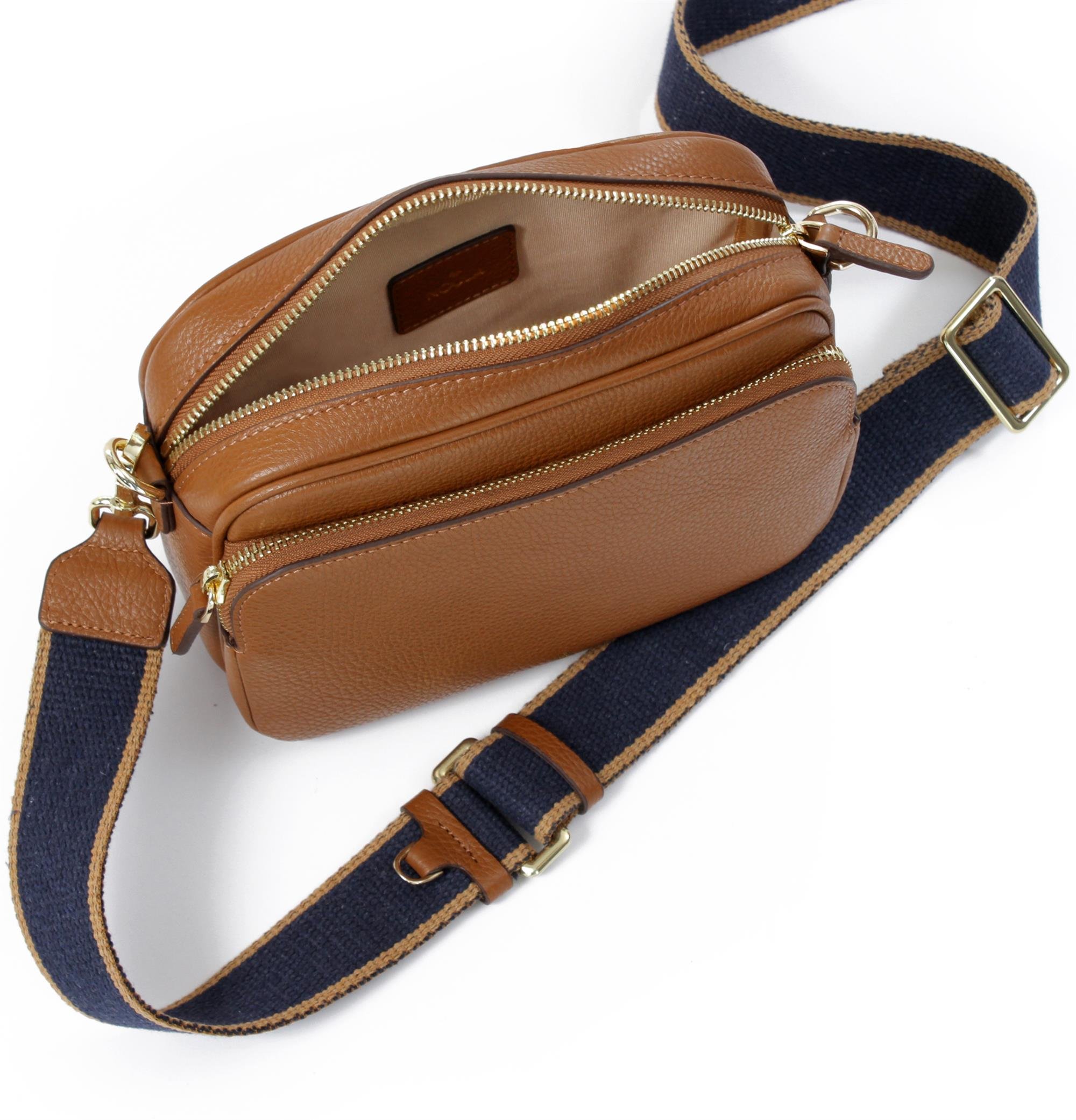 KANVAS ASKILI DERİ CROSSBODY ÇANTA TABA