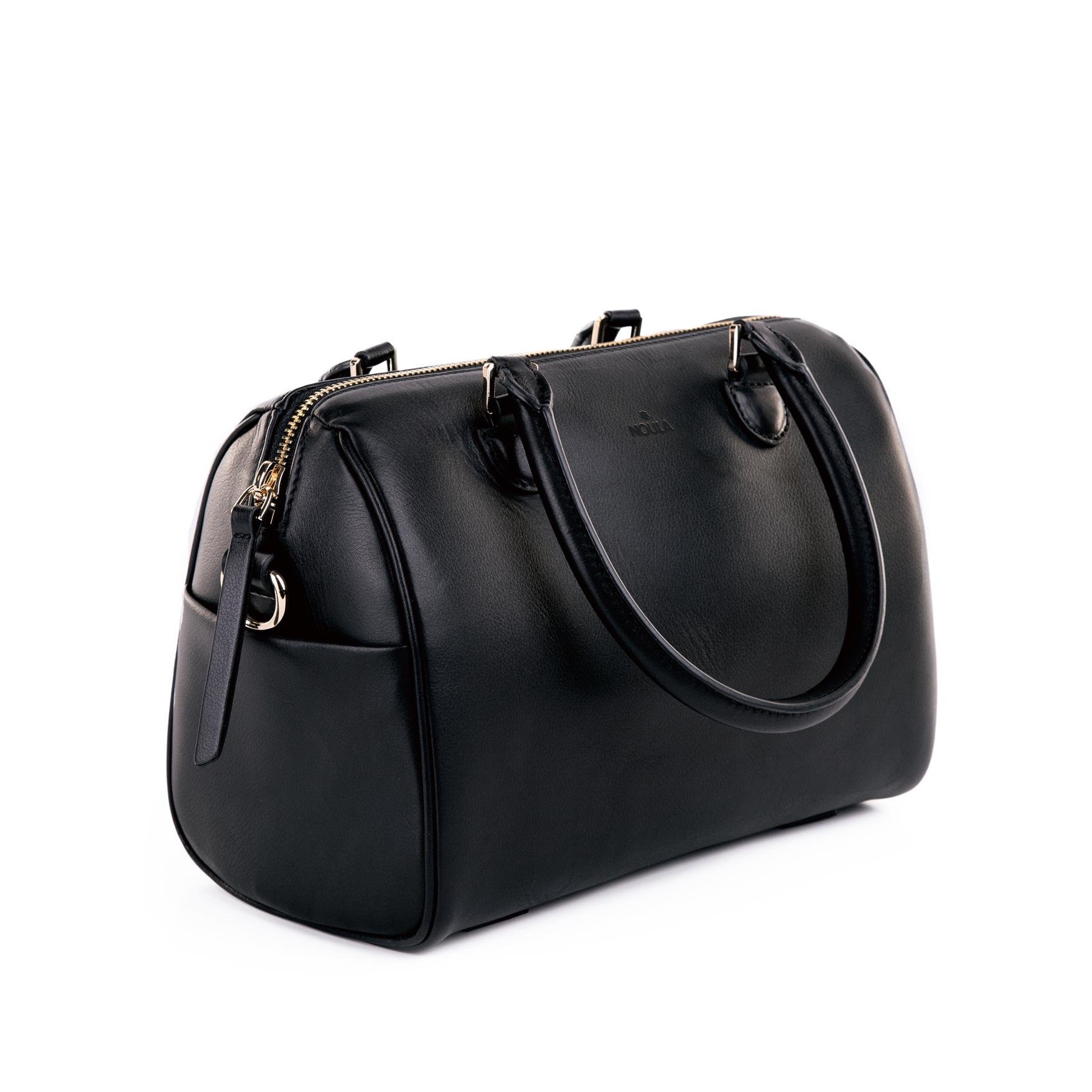 SİYAH DUFFLE DERİ CROSSBODY ÇANTA