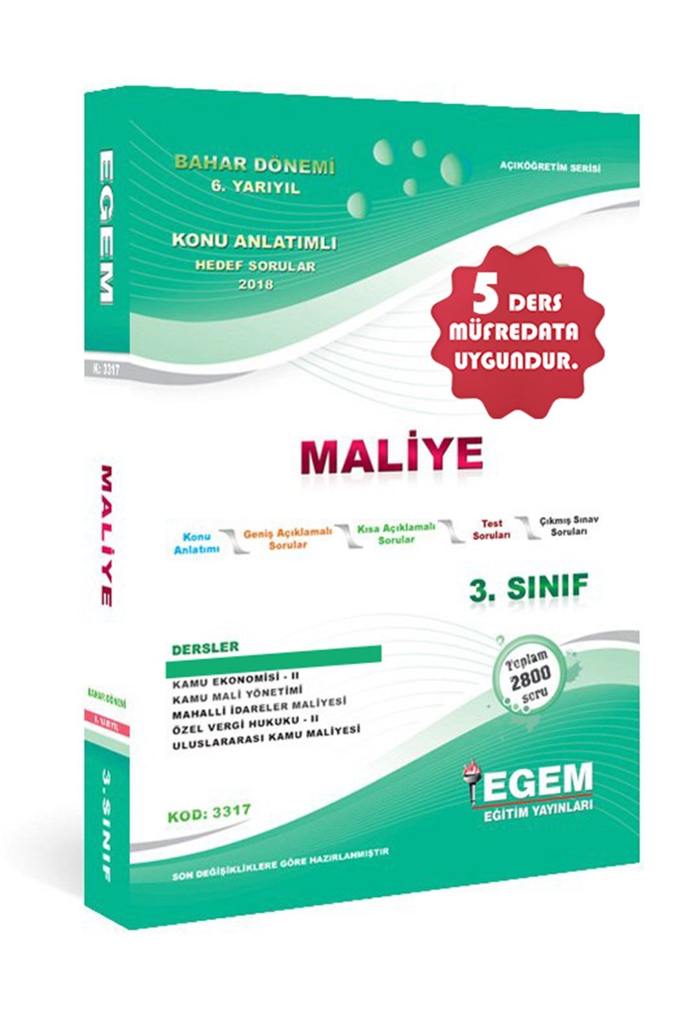 3.SINIF MALİYE(BAHAR DÖNEMİ) KONU ANLATIMLI SORU BANKASI(6.Yarıyıl)-2018-