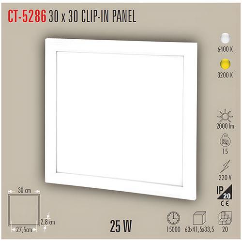 30x30 Clipin Tavan Armatürü Beyaz
