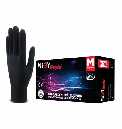 Beybi Muayene Eldiveni Nitril Njoy Pudrasız Siyah M