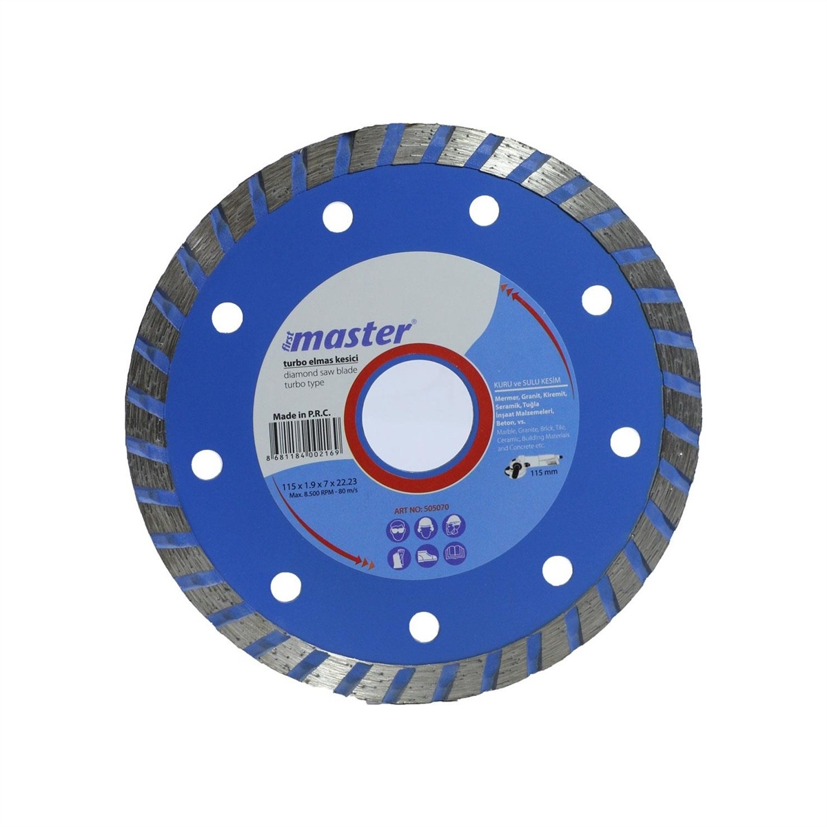 TURBO ELMAS KESİCİ DELİKLİ 230 mm 