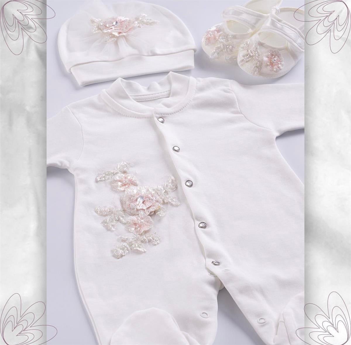 İthal Dantel Çiçekli 10 Parça Kız Bebek Hastane Çıkışı