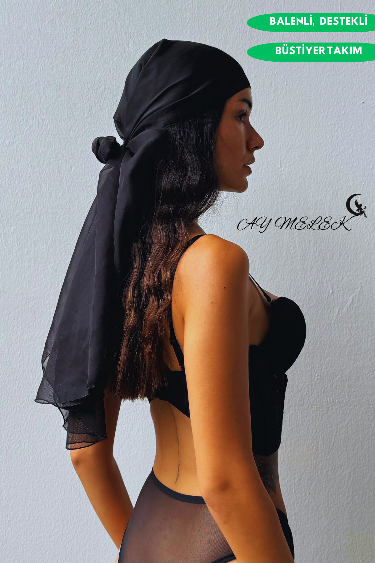  Destekli Simli Bustiyer Takım B Kap Balenli Transparan Tasarım