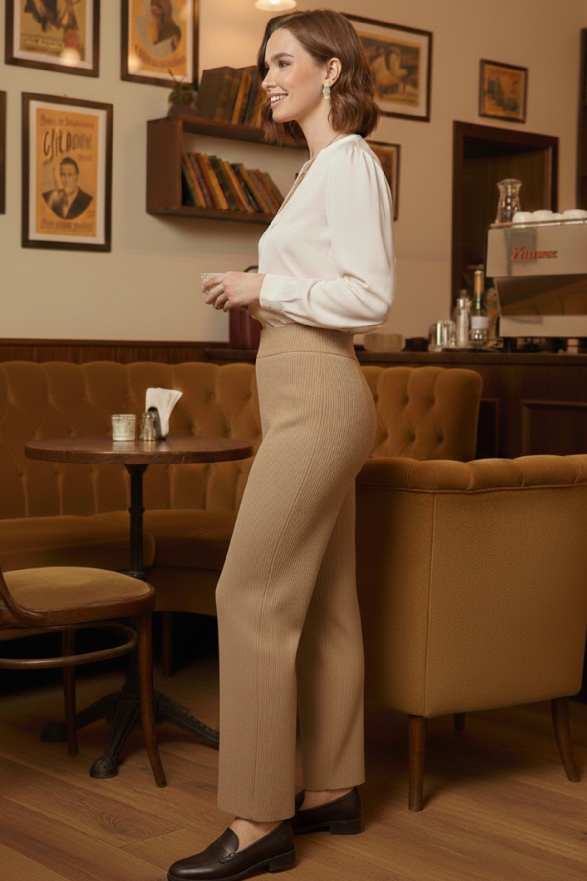  Kadın Triko Dokuma Bol Kesim Geniş Paça Pantolon