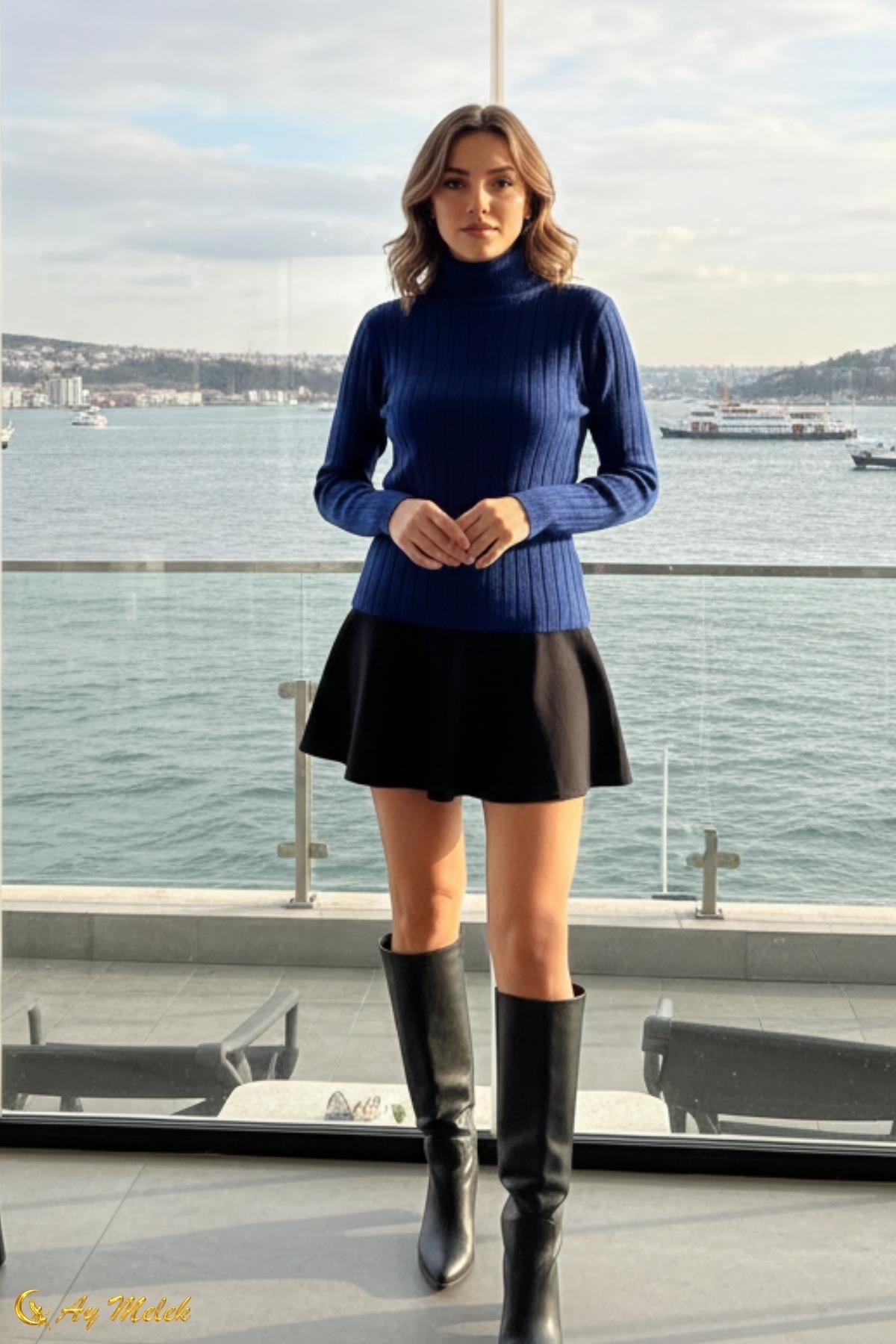  Triko Balıkçı Yaka Kısa Basic Kazak