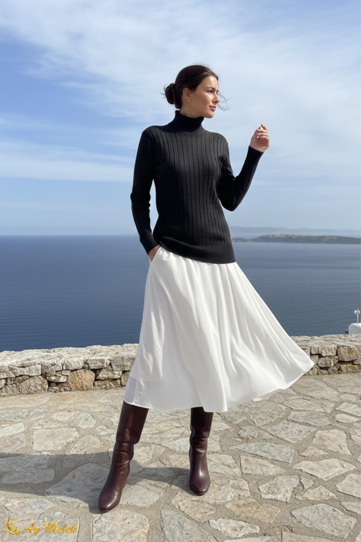  Triko Balıkçı Yaka Kısa Basic Kazak