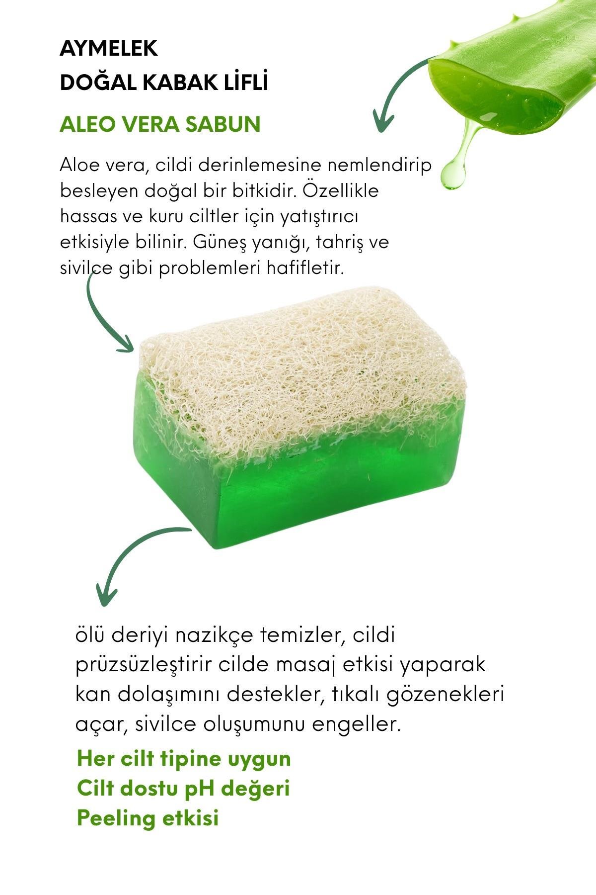 Aloe Vera Özlü Doğal Kabak Lifli Güzellik Sabunu Cilt Kırışıklık Önleyici Etkili
