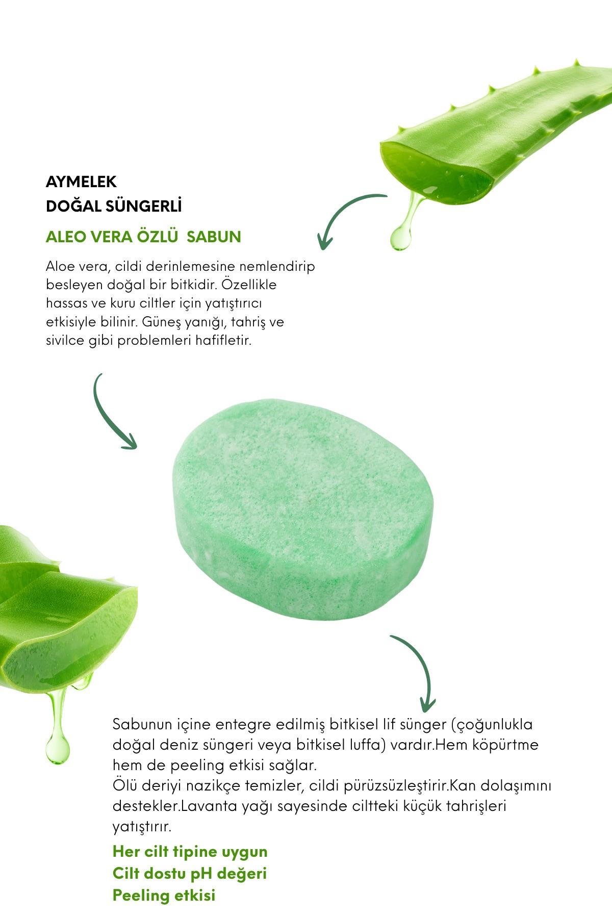 Aloe Vera Özlü Süngerli Doğal Güzellik Sabunu Cilt Kırışıklık Önleyici Etkili
