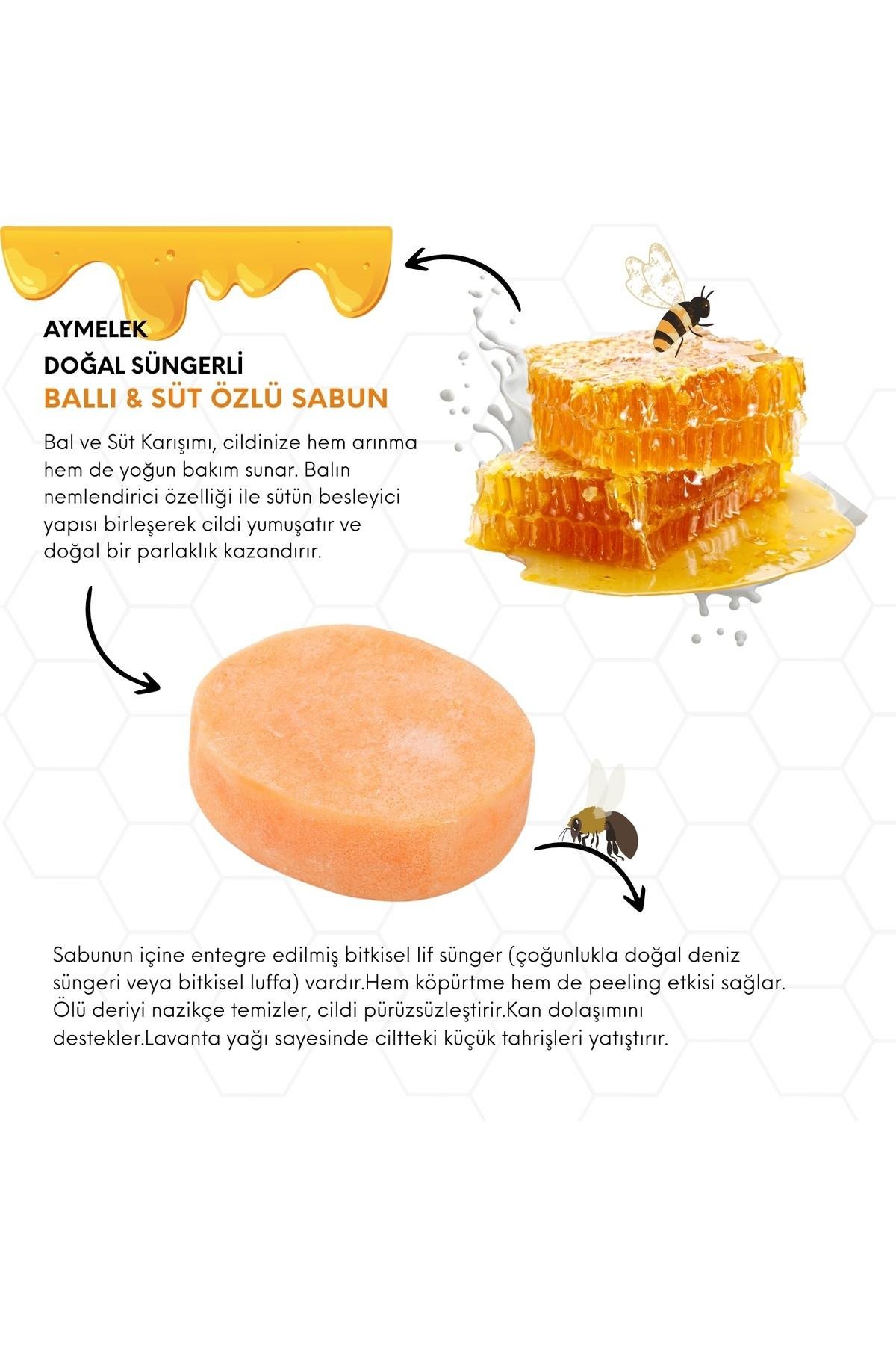 Ballı Sütlü Özlü Süngerli Doğal Güzellik Sabunu Cilt Kırışıklık Önleyici Etkili