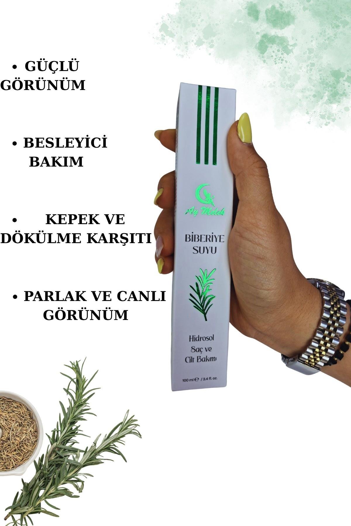 Biberiye Suyu Dökülme Karşıtı ve Saç Uzamasını Destekleyici %100 Doğal Saç Toniği