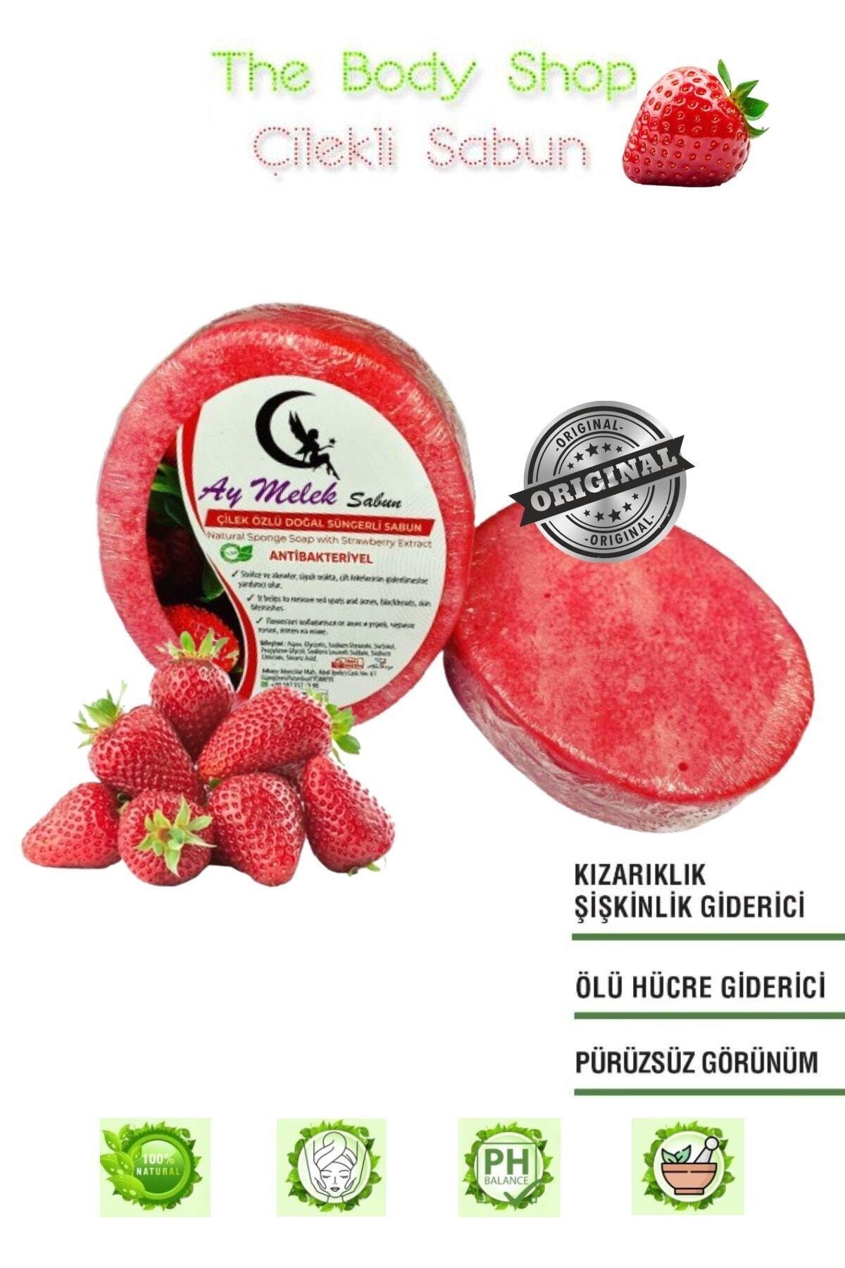 Çilek Özlü Süngerli Doğal Güzellik Sabunu Cilt Kırışıklık Önleyici Etkili