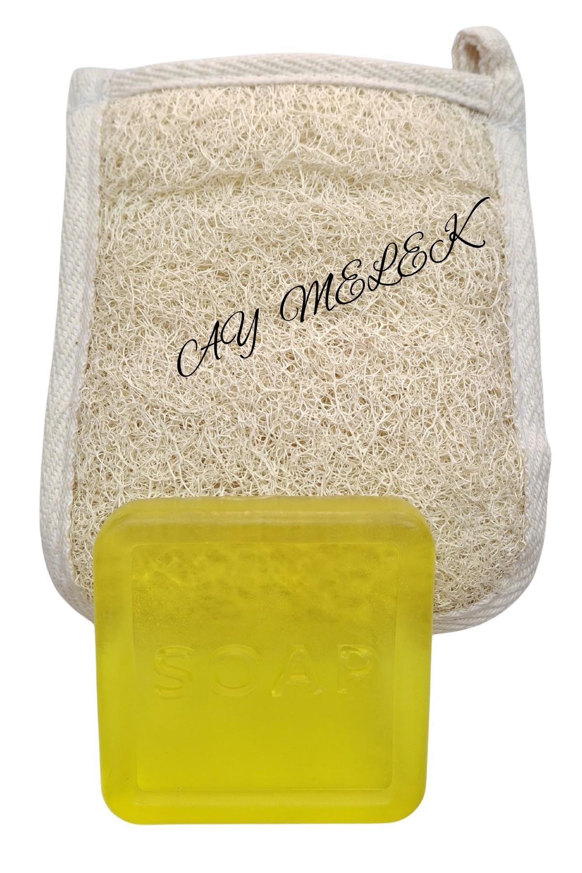 Doğal Kabak Lifli Limon Özlü Sabun Seti Doğal Kabak Lifi Banyo Kesesi - Kabak Lifli Yüz Kesesi