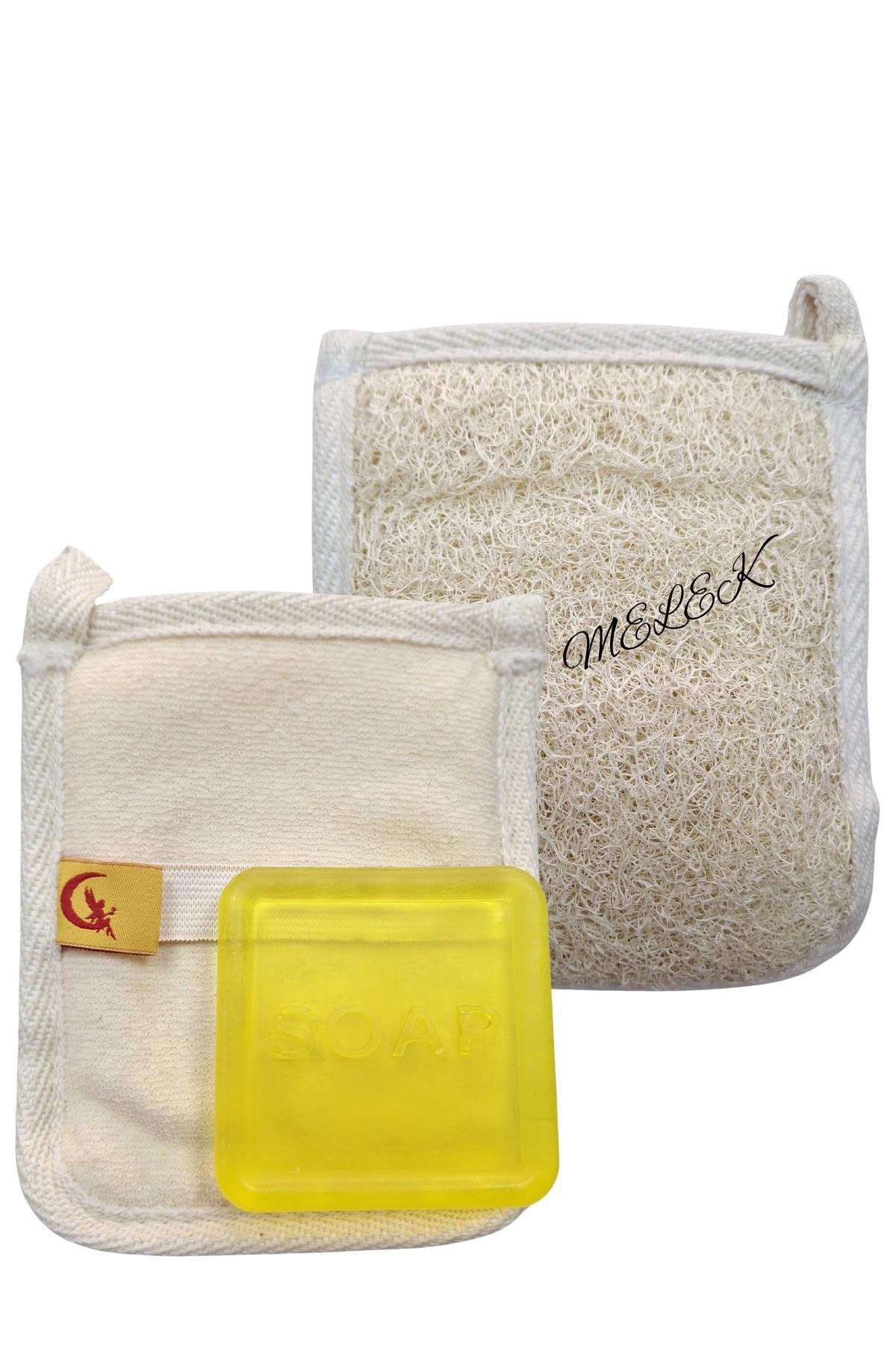 Doğal Kabak Lifli Limon Özlü Sabun Seti Doğal Kabak Lifi Banyo Kesesi - Kabak Lifli Yüz Kesesi