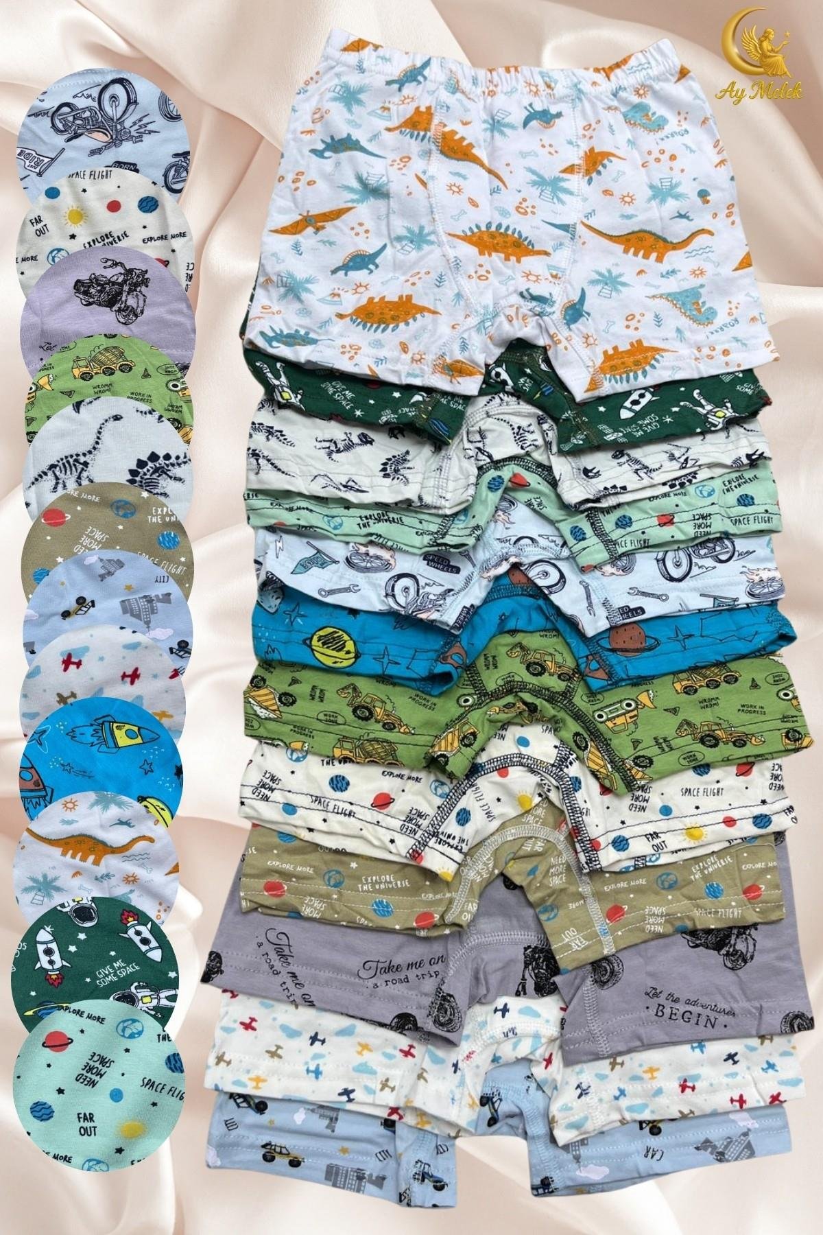 Erkek Çocuk (3`lü Paket) Soft Yıkama Pamuklu Renkli Baskılı Boxer