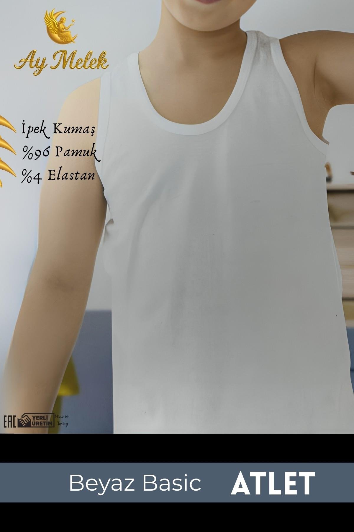 Erkek Çocuk Kalın Askılı Atlet / Tişört Organik Pamuklu Oval Yaka