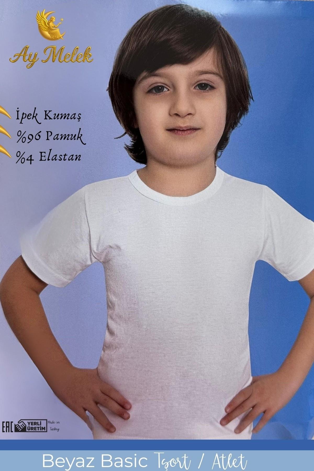 Erkek Çocuk Kalın Askılı Atlet / Tişört Organik Pamuklu Oval Yaka