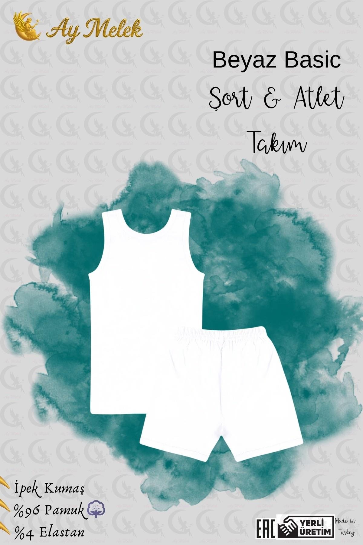 Erkek Çocuk Kalın Askılı Şortlu Takım Organik Pamuklu Oval Yaka Atlet