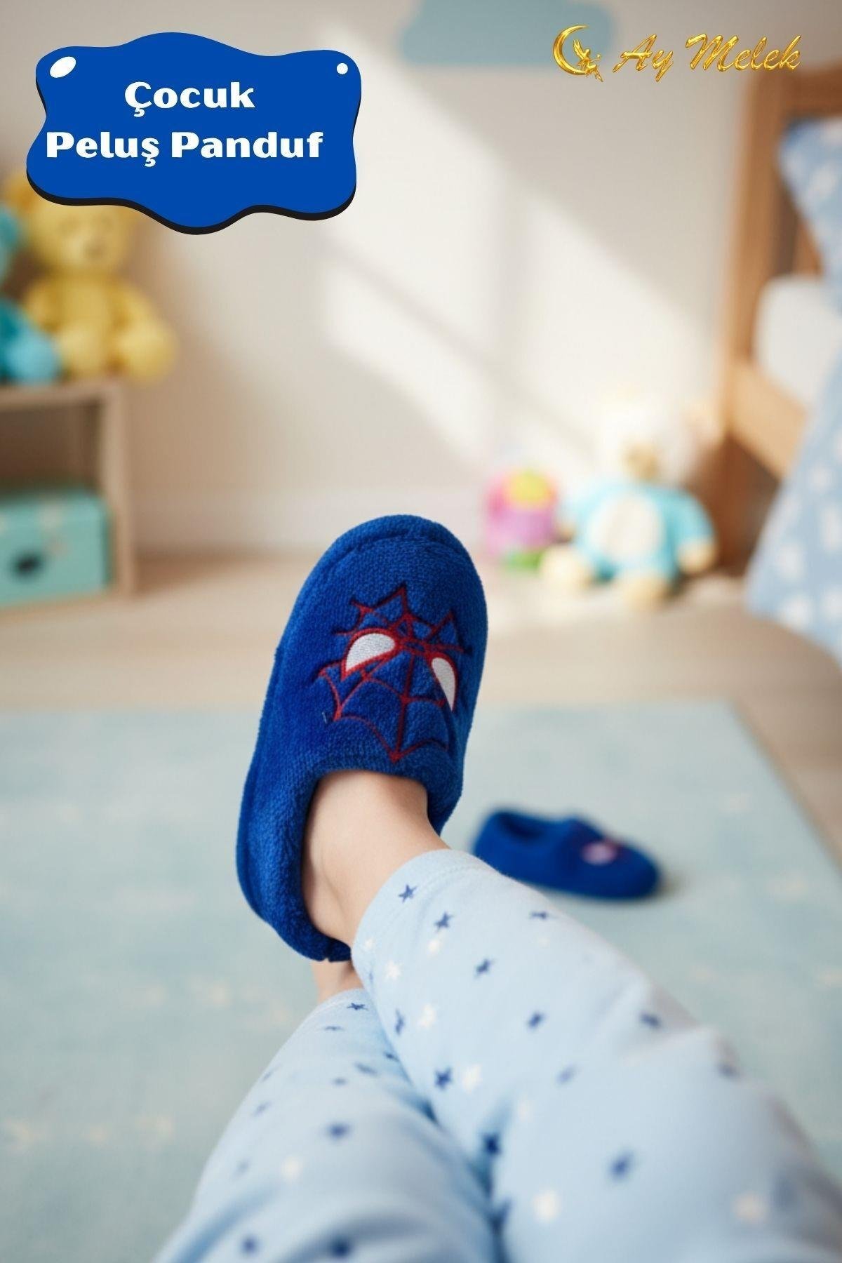 Erkek Çocuk Panduf Ev Patiği Astarlı Figürlü Ev Kreş Ayakkabısı