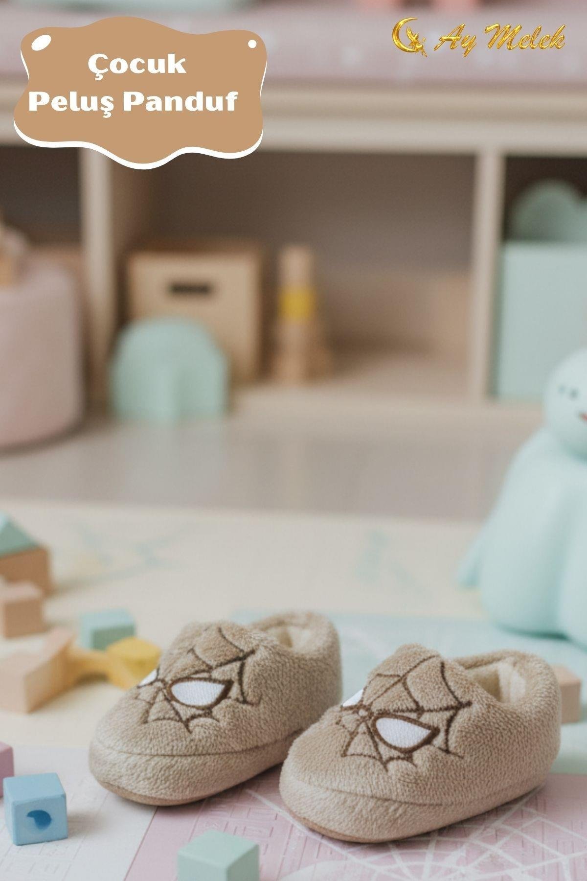 Erkek Çocuk Panduf Ev Patiği Astarlı Figürlü Ev Kreş Ayakkabısı