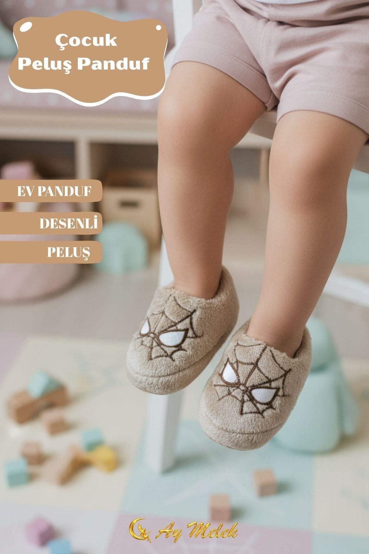 Erkek Çocuk Panduf Ev Patiği Astarlı Figürlü Ev Kreş Ayakkabısı