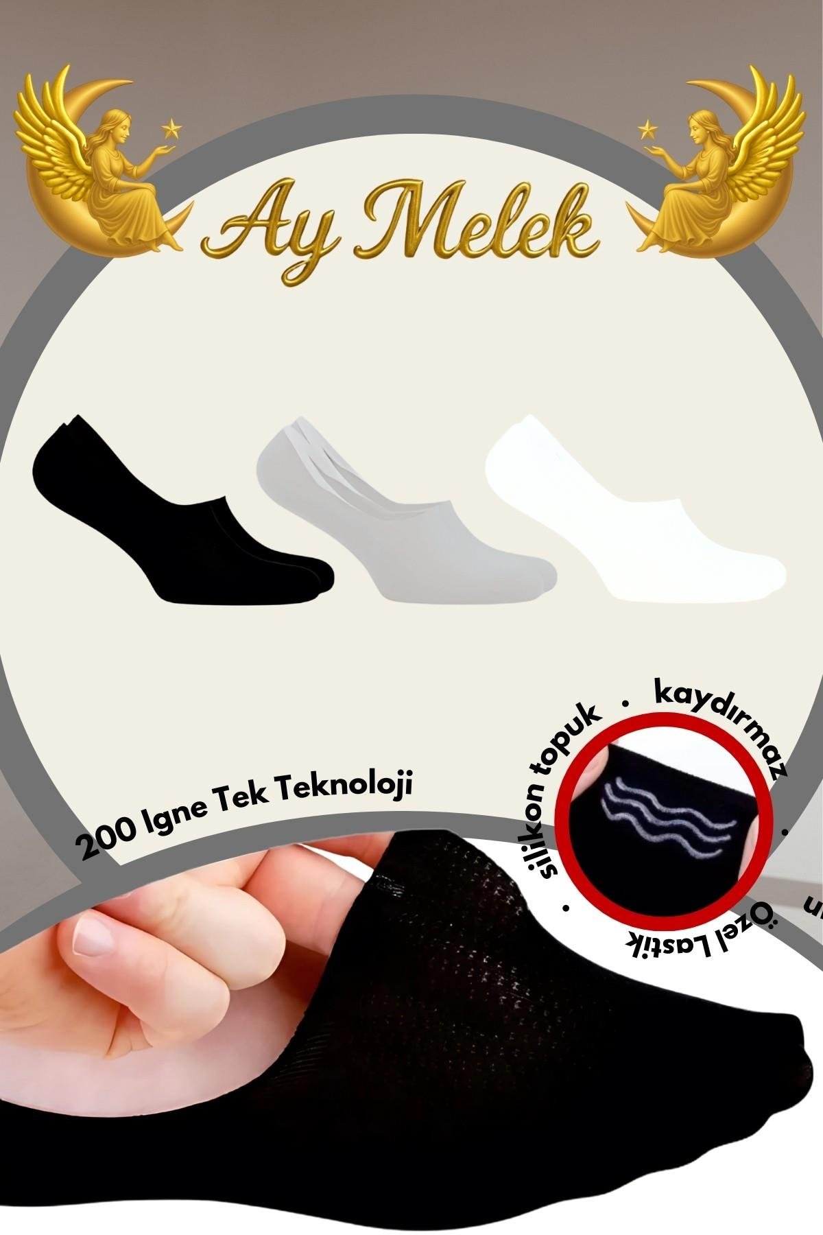 Erkek Çorap (6 Çift) Silikon Topuk Kaymayan Burun Dikişsiz Kaliteli Babet Çorap