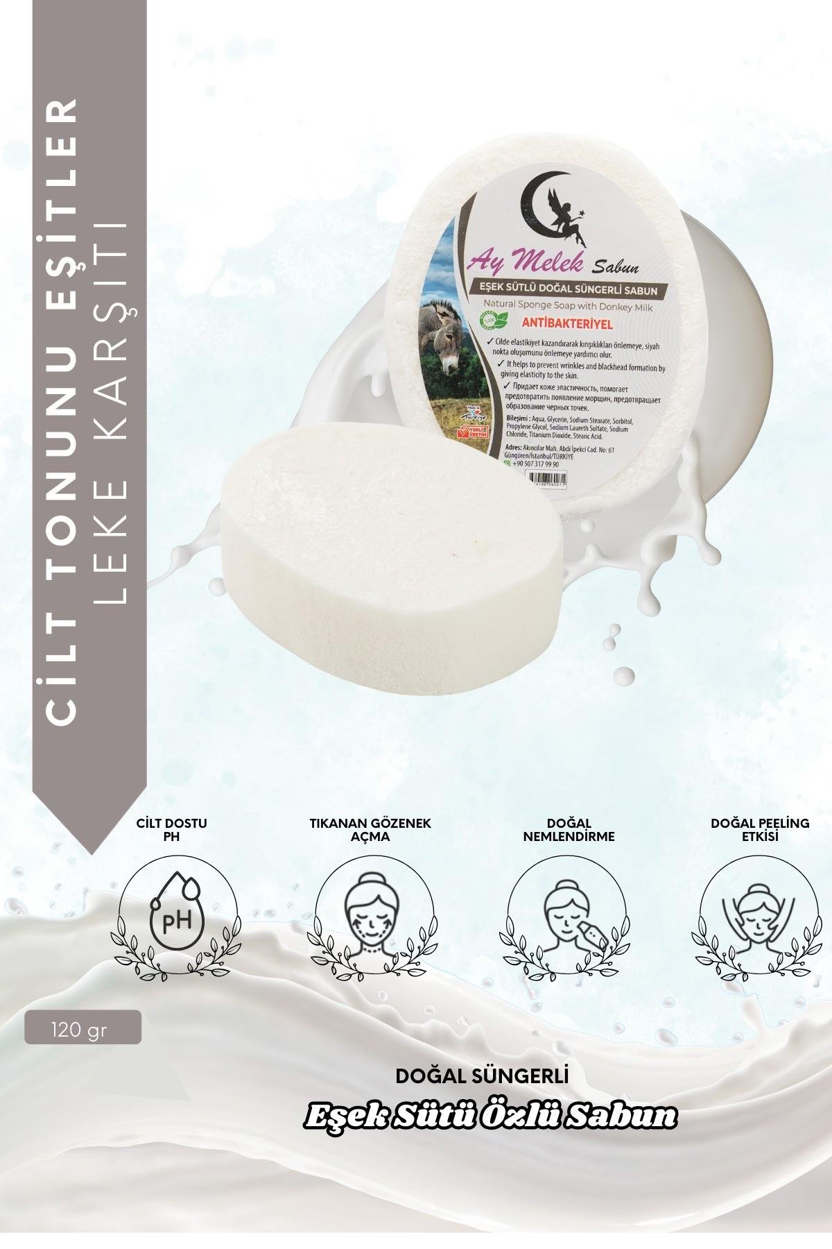 Eşek Sütü Özlü Süngerli Doğal Güzellik Sabunu Cilt Kırışıklık Önleyici Etkili