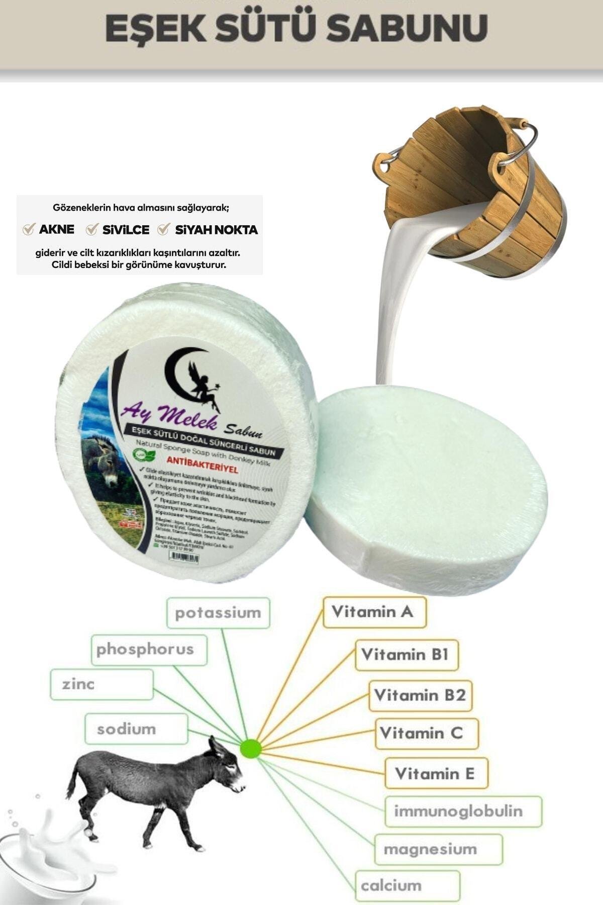 Eşek Sütü Özlü Süngerli Doğal Güzellik Sabunu Cilt Kırışıklık Önleyici Etkili