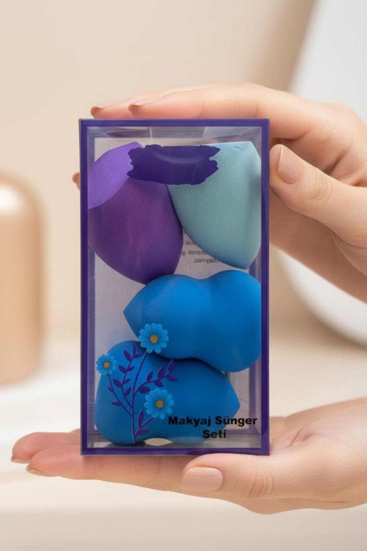 Kadın 4`lü Makyaj Süngeri Fondöten ve Kapatıcı Yumuşak Sünger