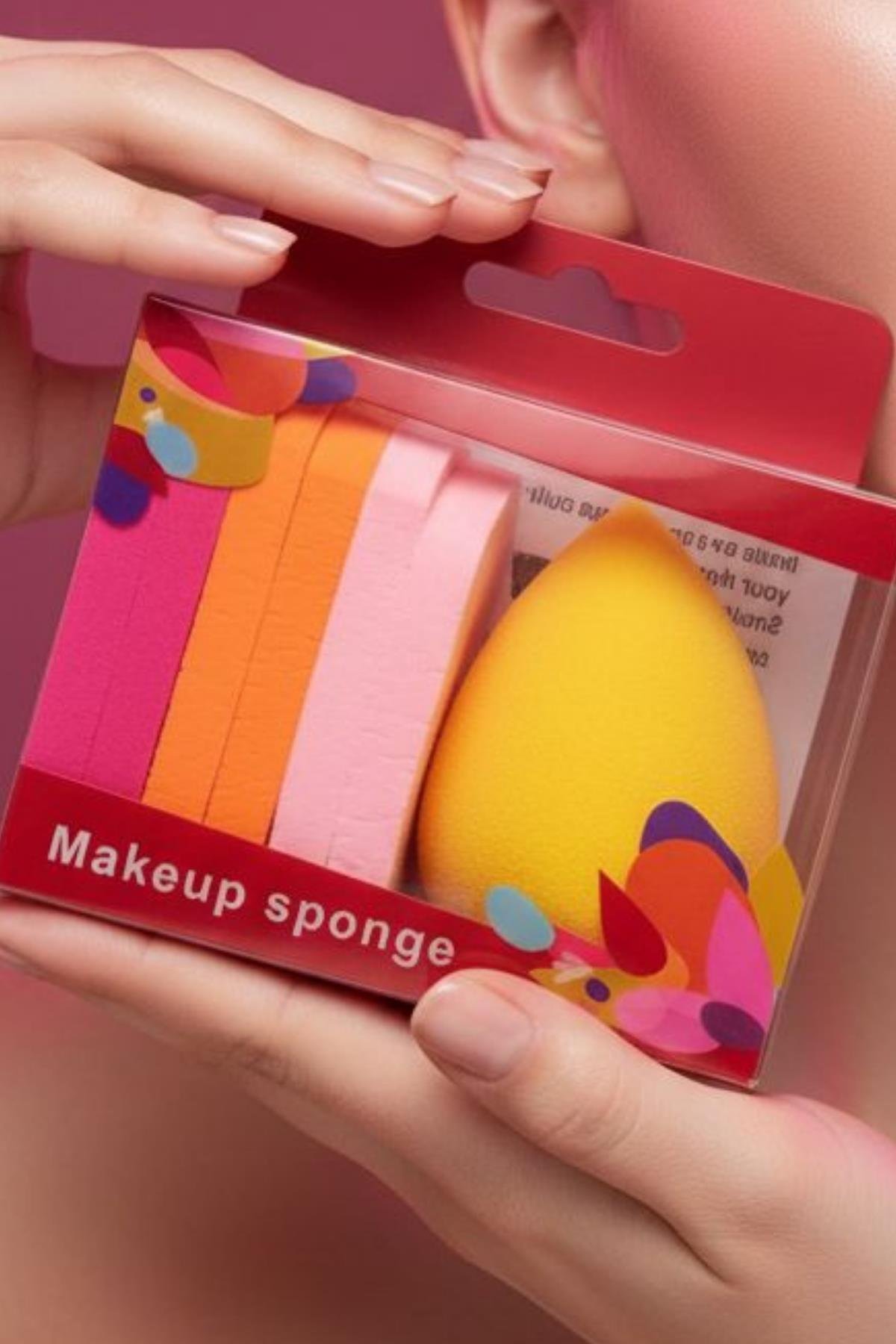 Kadın 7`li Kutulu Mini Makyaj Pudra Fondöten Kapatıcı Sünger Seti