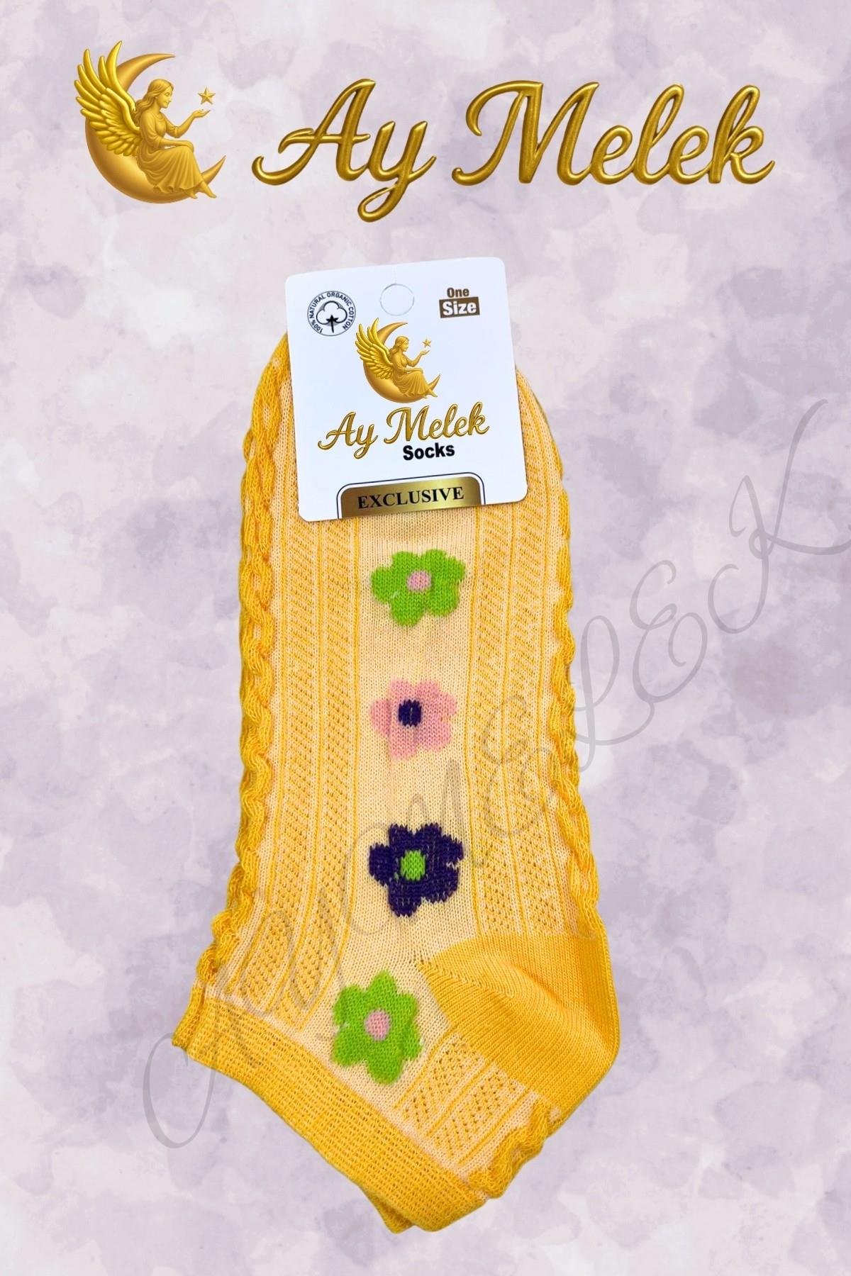 Kadın Çorap (4 Çift) Doğal Pamuklu Desenli Yetişkin Kız Çocuk Çorabı