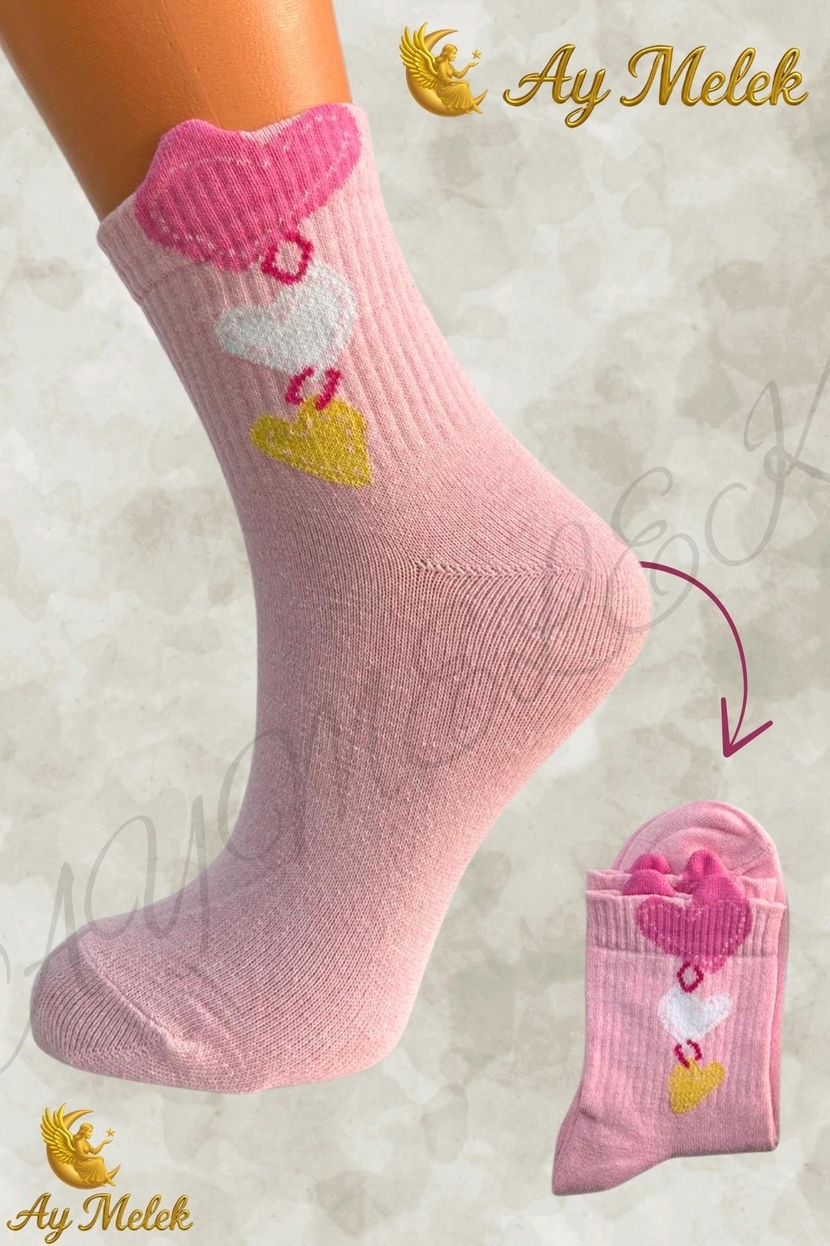 Kadın Çorap (8 Çift) Doğal Pamuklu Desenli Yetişkin Kız Çocuk Çorap