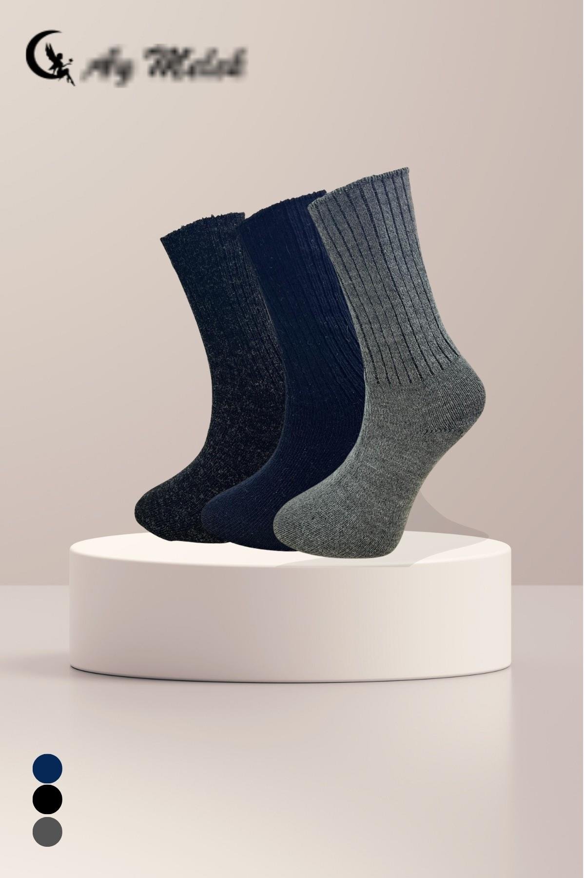 Kadın Erkek (3 Çift) Lambswool Termal Etkili Dikişsiz Uzun Şeker Çorabı